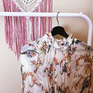 NWT Anthropologie Floral High Neck Tunic Top Sz L